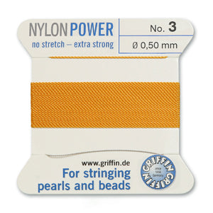 Amber Griffin Nylon Size 3 Needle End Bead Cord (40 Pcs) #BCNAM03G