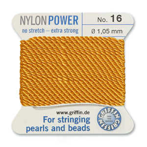 Amber Griffin Nylon Size 16 Needle End Bead Cord (40 Pcs) #BCNAM16G