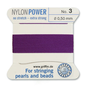 Amethyst Griffin Nylon Size 3 Needle End Bead Cord (40 Pcs) #BCNAT03G