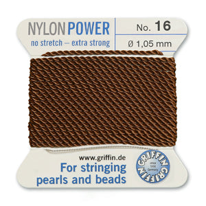 Brown Griffin Nylon Size 16 Needle End Bead Cord (40 Pcs) #BCNBR16G