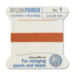 Carnelian Griffin Nylon Size 1 Needle End Bead Cord (40 Pcs) #BCNCN01G