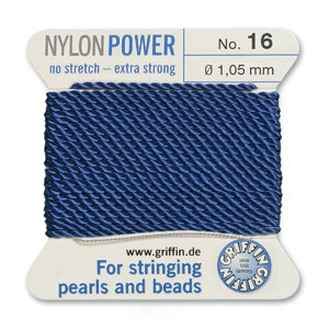 Dark Blue Griffin Nylon Size 16 Needle End Bead Cord (40 Pcs) #BCNDB16G