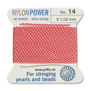 Dark Pink Griffin Nylon Size 14 Needle End Bead Cord (40 Pcs) #BCNDP14G