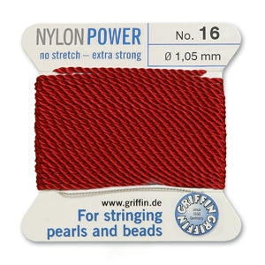 Garnet Griffin Nylon Size 16 Needle End Bead Cord (40 Pcs) #BCNGT16G