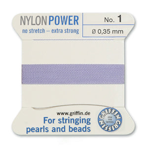 Lilac Griffin Nylon Size 1 Needle End Bead Cord (40 Pcs) #BCNLI01G