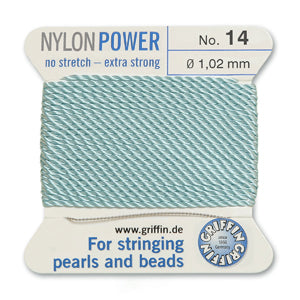 Turquoise Griffin Nylon Size 14 Needle End Bead Cord (40 Pcs) #BCNTQ14G