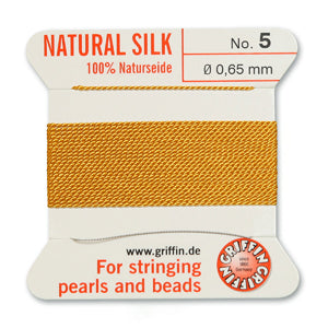 Amber Griffin Silk Size 5 Needle End Bead Cord (30 Pcs) #BCSAM05G