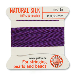 Amethyst Griffin Silk Size 5 Needle End Bead Cord (30 Pcs) #BCSAT05G