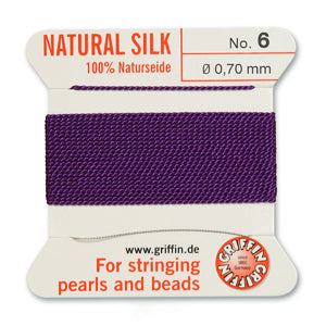 Amethyst Griffin Silk Size 6 Needle End Bead Cord (30 Pcs) #BCSAT06G