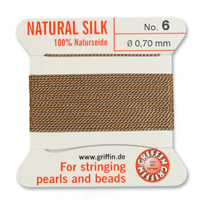 Beige Griffin Silk Size 6 Needle End Bead Cord (30 Pcs) #BCSBG06G