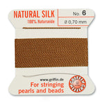 Carnelian Griffin Silk Size 6 Needle End Bead Cord (30 Pcs) #BCSCN06G
