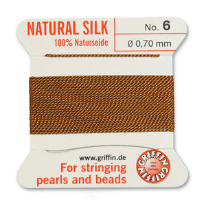 Carnelian Griffin Silk Size 6 Needle End Bead Cord (30 Pcs) #BCSCN06G