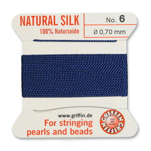 Dark Blue Griffin Silk Size 6 Needle End Bead Cord (30 Pcs) #BCSDB06G