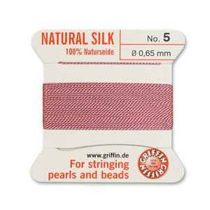 Dark Pink Griffin Silk Size 5 Needle End Bead Cord (30 Pcs) #BCSDP05G