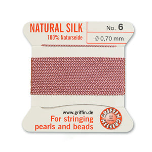 Dark Pink Griffin Silk Size 6 Needle End Bead Cord (30 Pcs) #BCSDP06G