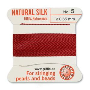 Garnet Griffin Silk Size 5 Needle End Bead Cord (30 Pcs) #BCSGT05G