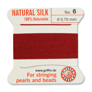 Garnet Griffin Silk Size 6 Needle End Bead Cord (30 Pcs) #BCSGT06G