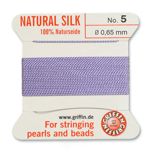 Lilac Griffin Silk Size 5 Needle End Bead Cord (30 Pcs) #BCSLI05G