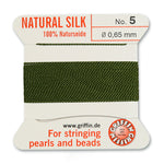 Olive Griffin Silk Size 5 Needle End Bead Cord (30 Pcs) #BCSOL05G