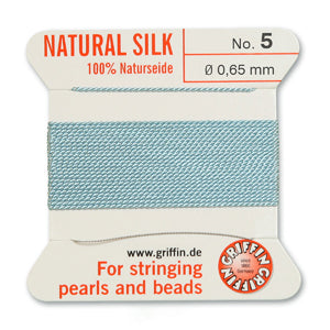 Turquoise Griffin Silk Size 5 Needle End Bead Cord (30 Pcs) #BCSTQ05G