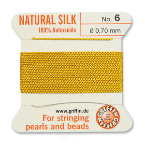 Yellow Griffin Silk Size 6 Needle End Bead Cord (30 Pcs) #BCSYL06G