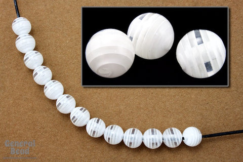 8mm White Stripe Bead (25 Pcs) #5311