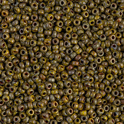 11/0 Opaque Dark Yellow Picasso Miyuki Seed Bead (250 Gm) #4519