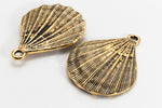 31mm TierraCast Antiqued Gold Scallop Shell Pendant #CK937