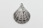 31mm TierraCast Antiqued Silver Scallop Shell Pendant #CK937