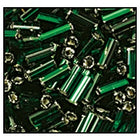 35mm Silver Lined Dark Emerald Bugle (40 Gm, 1/2 Kilo) Preciosa #57620
