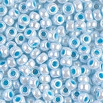 8/0 Aqua Lined White Pearl Miyuki Seed Bead (250 Gm) #430