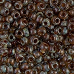 6/0 Transparent Light Smoky Topaz Picasso Miyuki Seed Bead (250 Gm) #4505