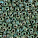 8/0 Opaque Turquoise Blue Picasso Miyuki Seed Bead (250 Gm) #4514