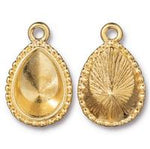 10mm x 14mm Bright Gold TierraCast Beaded Pear Bezel Drop (10 Pcs) #CK895