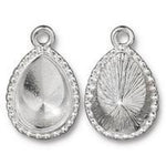 10mm x 14mm White Bronze TierraCast Beaded Pear Bezel Drop (10 Pcs) #CK895