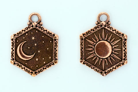 29mm TierraCast Antique Copper Sun & Moon Pendant #CK928