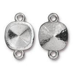 10mm White Bronze Hammered Cushion Bezel Link (10 Pcs) #CK879