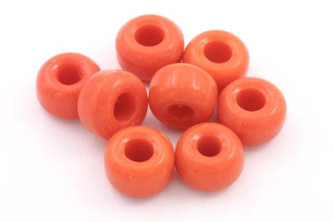 9mm Opaque Orange Glass Crow Bead #CSX065