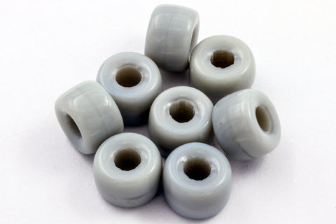 9mm Opaque Light Gray Glass Crow Bead #CSX070