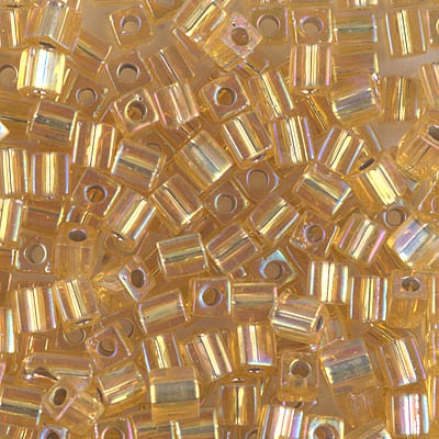 4mm Silver Lined Gold AB Miyuki Cube Bead (125 Gm) #1003