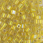 4mm Silver Lined Yellow AB Miyuki Cube Bead (125 Gm) #1006