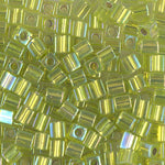 4mm Silver Lined Chartreuse AB Miyuki Cube Bead (125 Gm) #1014