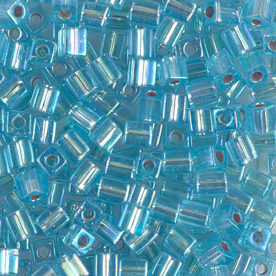 4mm Silver Lined Aqua AB Miyuki Cube Bead (125 Gm) #1018