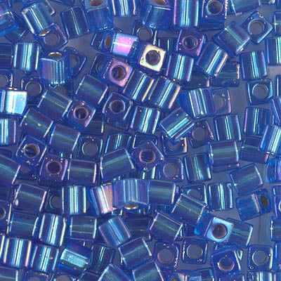 4mm Silver Lined Sapphire AB Miyuki Cube Bead (125 Gm) #1019