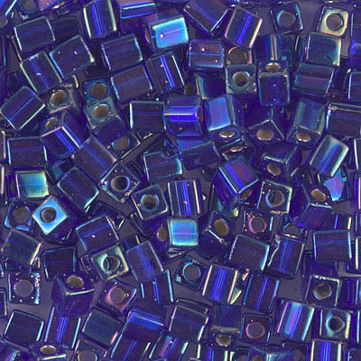 4mm Silver Lined Cobalt AB Miyuki Cube Bead (125 Gm) #1020