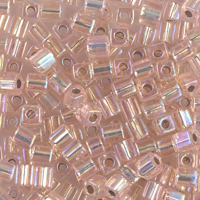 4mm Silver Lined Light Blush AB Miyuki Cube Bead (125 Gm) #1023