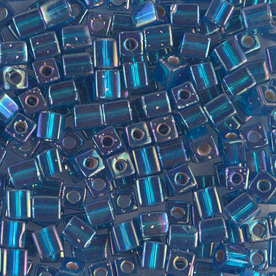 4mm Silver Lined Capri Blue AB Miyuki Cube Bead (125 Gm) #1025