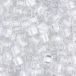 4mm White Lined Crystal Miyuki Cube Bead (125 Gm) #1104