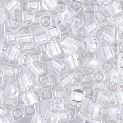 4mm White Lined Crystal Miyuki Cube Bead (125 Gm) #1104