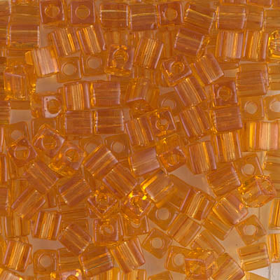 4mm Transparent Topaz Miyuki Cube Bead (125 Gm) #133